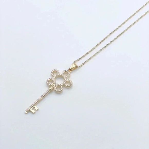 DAINTY Key Necklace | Cubic Zirconia Necklace | 21st Birthday Gift | - Picture 2 of 7